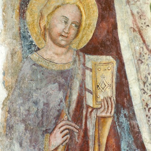 Chiesa di San Giacomo, San Giovanni evangelista e Sant’Antonio abate, sec. XV, particolare, Polcenigo