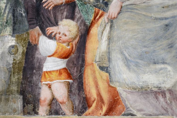 Chiesa di Santa Maria Maggiore, affreschi delle pareti, Sposalizio della Vergine, particolare, Pomponio Amalteo, 1533-1546, Lestans