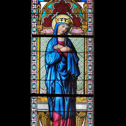 Vetrate superiori del presbiterio, Madonna, 1865