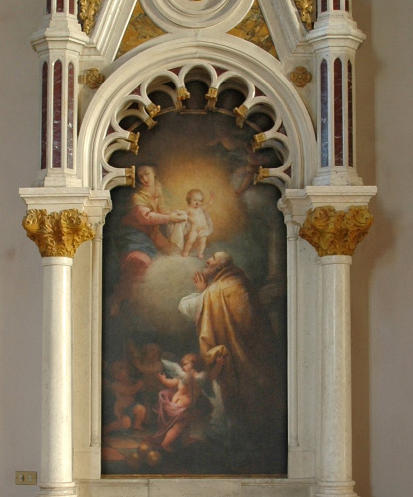 Altare di San Nicolò, con pala di Matteo Luigi Canonici, La Vergine con il Bambino e san Nicolò, 1791