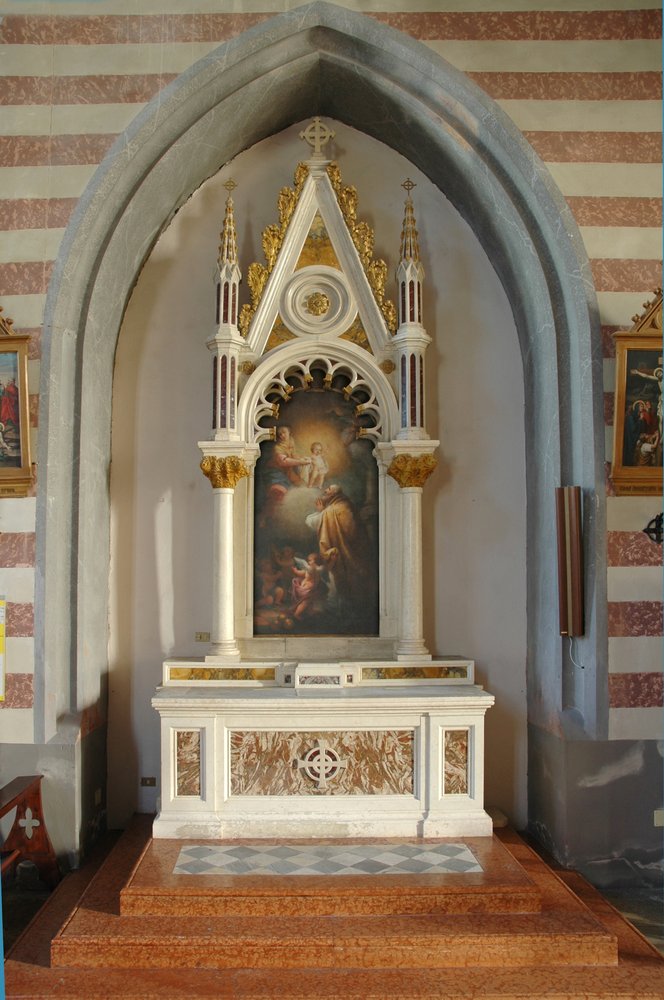 Altare di San Nicolò, con pala di Matteo Luigi Canonici, La Vergine con il Bambino e san Nicolò, 1791