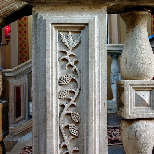 Chiesa parrocchiale di San Giorgio, balaustra dell'altare maggiore, particolare, 1667, San Giorgio della Richinvelda