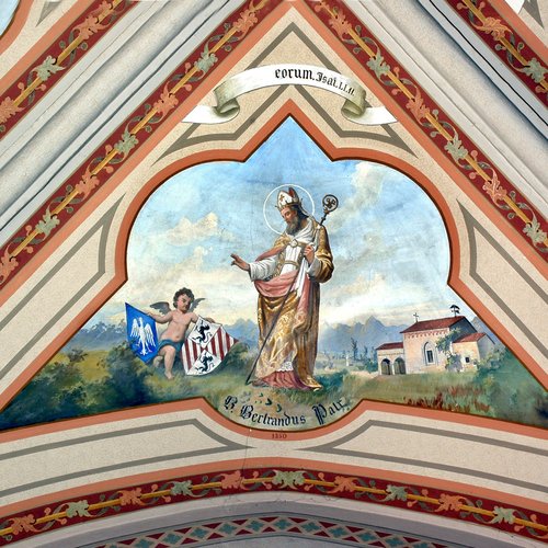 Chiesa parrocchiale di San Giorgio, volta del presbiterio, il Patriarca Bertrando, Francesco Barazzutti, 1898, San Giorgio della Richinvelda