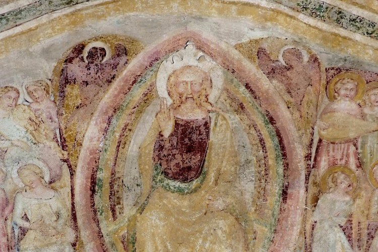 Duomo di Spilimbergo, cappella di sinistra, Pantocrator in gloria (particolare dell'affresco), 1350