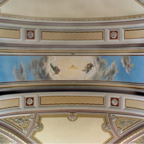 Chiesa di San Lorenzo martire di Talmassons, coro, Leonardo Elia con i discepoli Giovanni Pittini e Alessandro Tessitori, Dio Padre, 1933