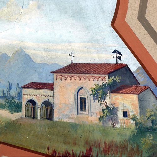 Chiesa parrocchiale di San Giorgio, volta del presbiterio, il Patriarca Bertrando - particolare, Francesco Barazzutti, 1898, San Giorgio della Richinvelda