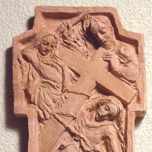 Max Piccini, formelle della Via Crucis, 1955, terracotta