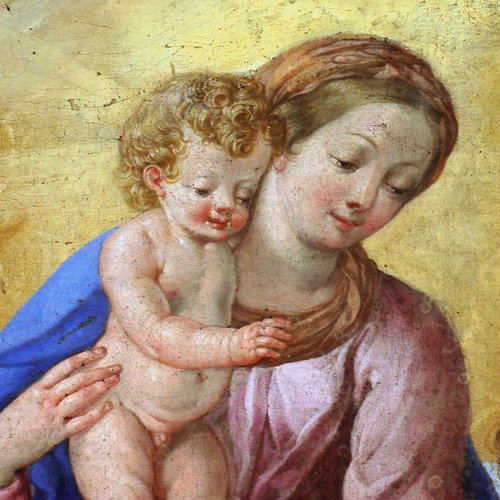 Giuseppe Giovanni Cosattini, San Filippo Neri tra i santi Francesco e Girolamo, particolare, pieve di San Lorenzo in Monte di Buja