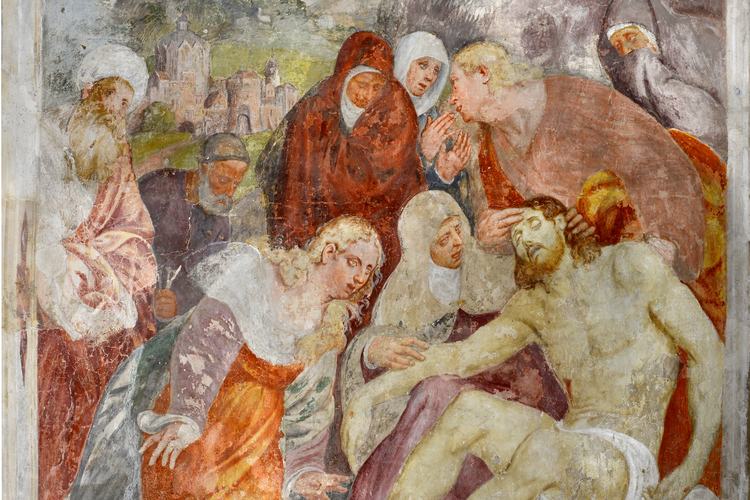 Chiesa di Santa Maria Maggiore, affreschi delle pareti, Deposizione, Pomponio Amalteo, 1533-1546, Lestans