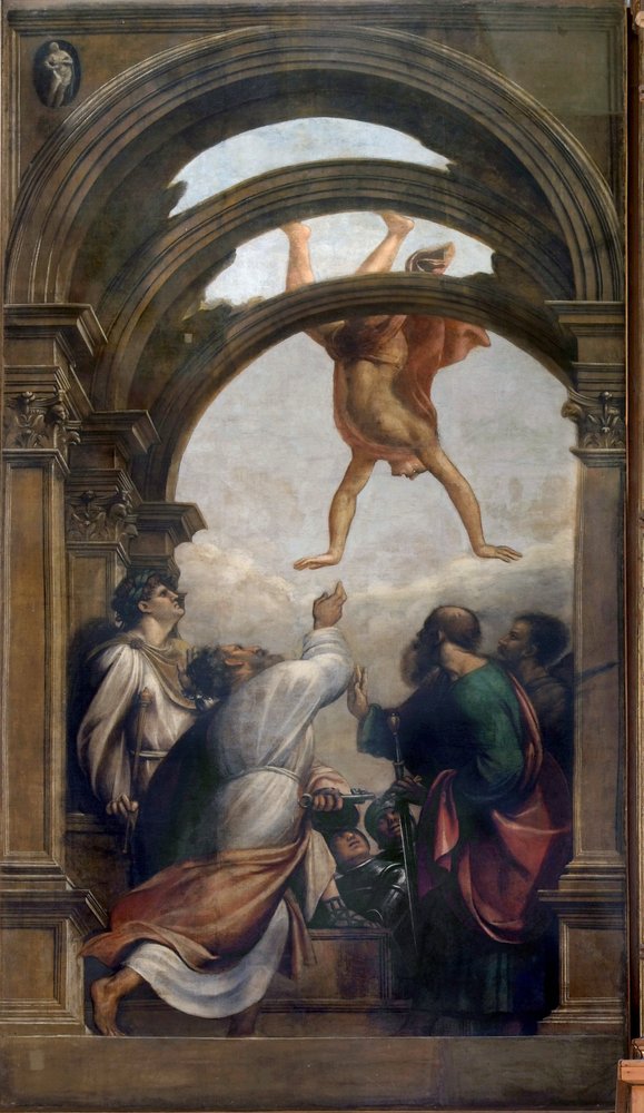 Duomo di Spilimbergo, Giovanni Antonio de Sacchis detto "il Pordenone", Caduta di Simon Mago, 1525