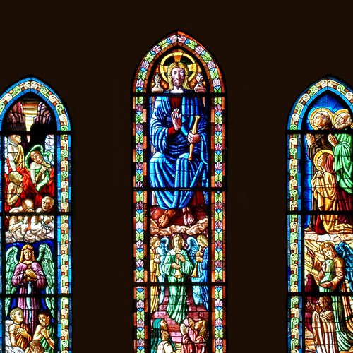 Scolari e Salviati, Credo vitam aeternam, trifora del Duomo di Mortegliano, 1950-1951