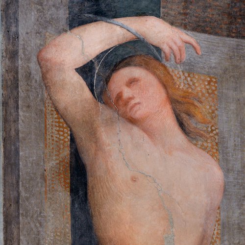 San Sebastiano, Giobbe e San Rocco, particolare, Chiesa di Sant'Antonio Abate, San Daniele del Friuli