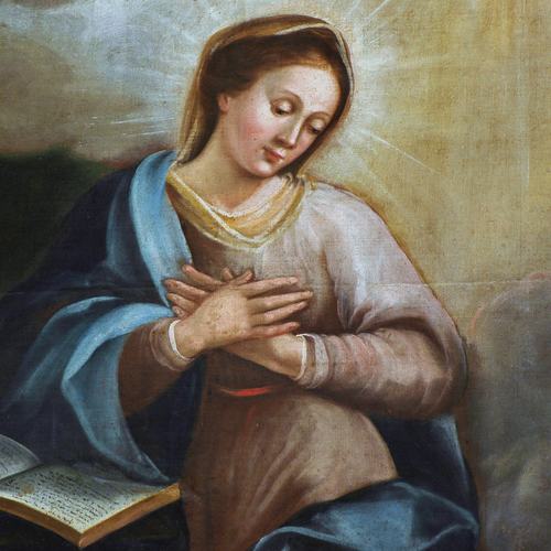 Pieve di Sant'Andrea, presbiterio, Annunciazione, particolare, sec. XVIII, Pozzuolo