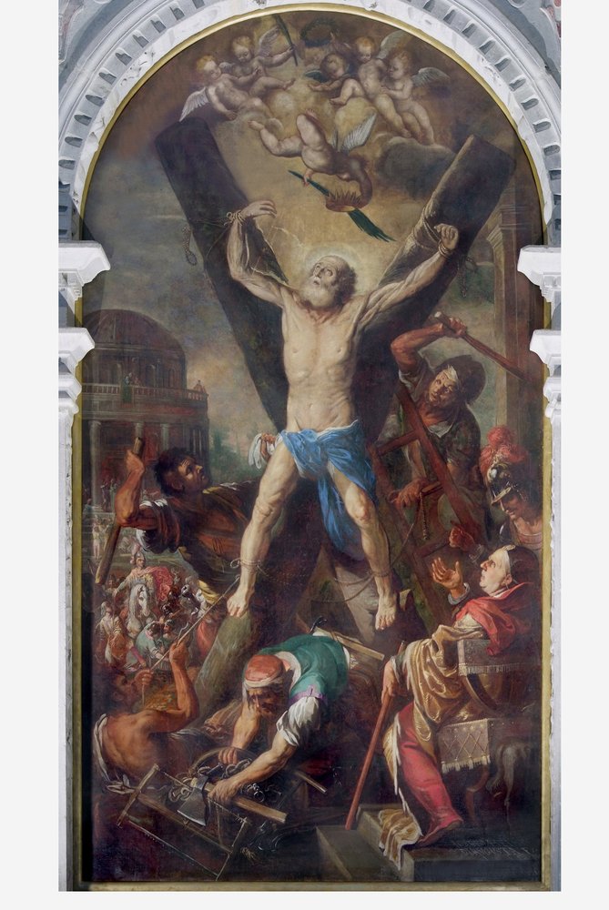 Duomo di Spilimbergo, navata settentrionale, Giuseppe Heinz, Crocifissione di Sant'Andrea, 1665