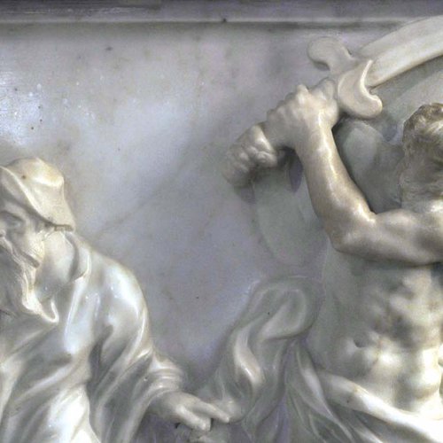 Cappella di Santa Caterina di Alessandria, paliotto di Francesco Cabianca, Scene del martirio di santa Caterina, 1695 ca, particolare