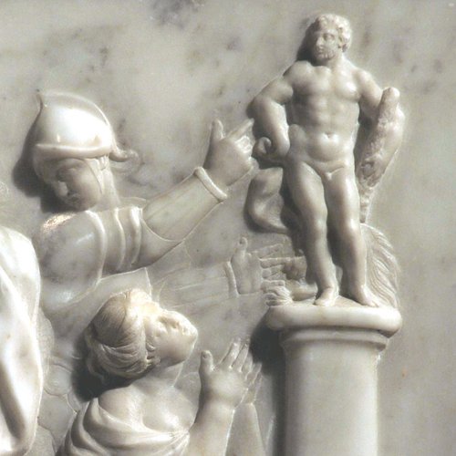 Cappella di Santa Caterina di Alessandria, paliotto di Francesco Cabianca, Scene del martirio di santa Caterina, 1695 ca, particolare