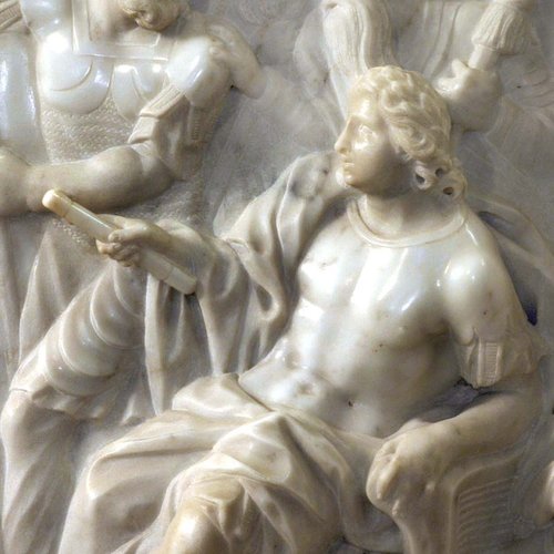 Cappella di Santa Caterina di Alessandria, paliotto di Francesco Cabianca, Scene del martirio di santa Caterina, 1695 ca, il giudizio