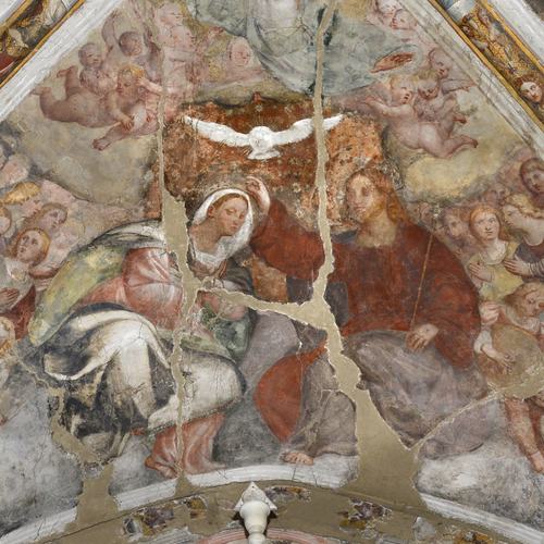 Chiesa di Santa Maria Maggiore, affreschi della volta, Incoronazione della Vergine, Pomponio Amalteo, 1533-1546, Lestans