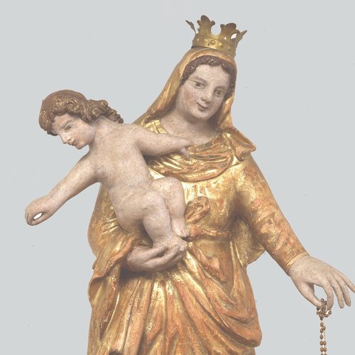 G. Saidero, Altare della Madonna del Rosario, 1641, statua della Madonna del Rosario.