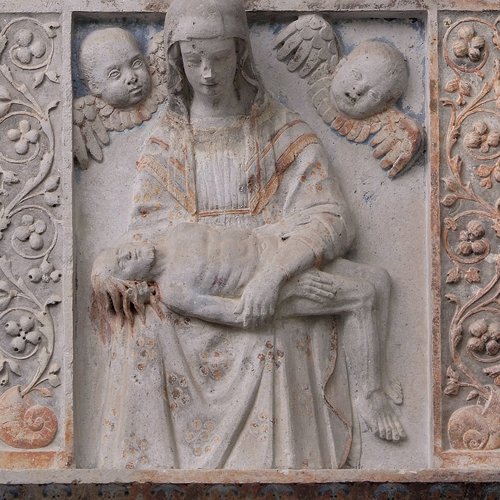 Duomo di Spilimbergo, cripta, Giovanni Antonio Pilacorte (?), Altare di San Leonardo,  particolare, 1475 (?)