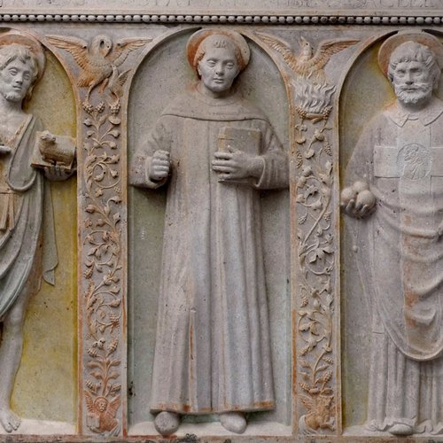 Duomo di Spilimbergo, cripta, Giovanni Antonio Pilacorte (?), Altare di San Leonardo, 1475 (?)