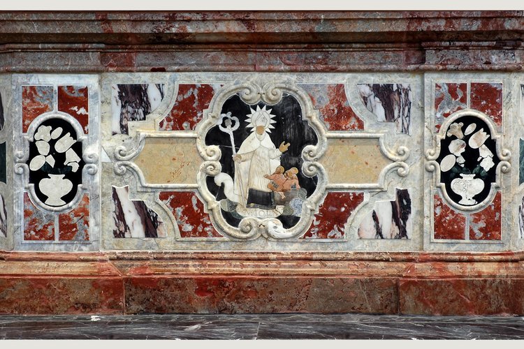 Altare di san Nicolò di Bari, paliotto, pieve di San Lorenzo in Monte di Buja