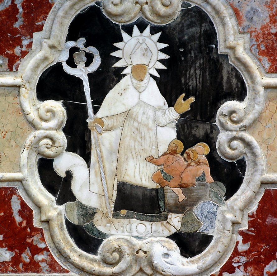Altare di san Nicolò di Bari, paliotto, San Nicolò che resuscita dei bambini, pieve di San Lorenzo in Monte di Buja