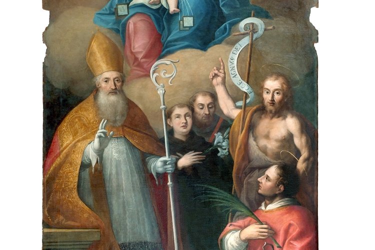 P. Venier, La Vergine de Carmine e Santi, 1725, pala dell'altare di Sant' Antonio abate