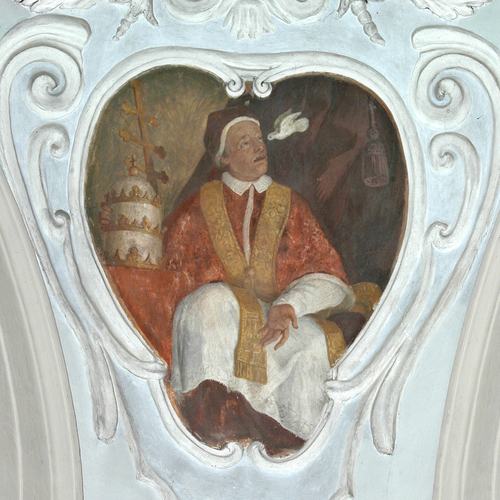 Pieve di Sant'Andrea, atrio, Martin Fischer, San Gregorio Magno, 1710, Pozzuolo