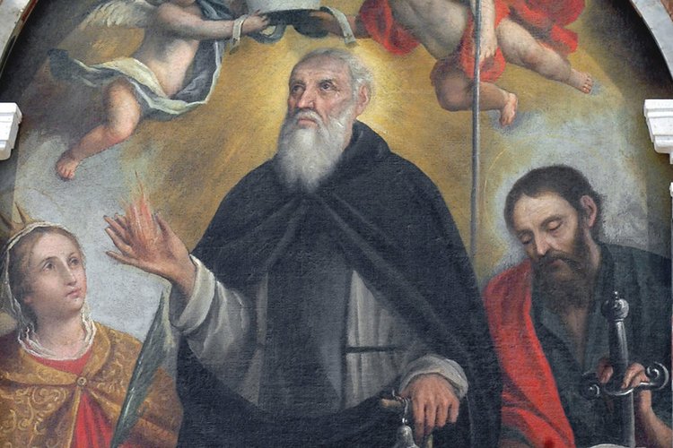 Altare di Sant'Antonio Abate, Sant'Antonio Abate tra Santa Caterina e San Paolo, pieve di San Lorenzo in Monte di Buja