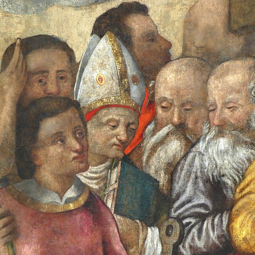 Chiesa di San Giacomo, Il Cristo in gloria, la Madonna e santi, 1586 ca, particolare, Polcenigo