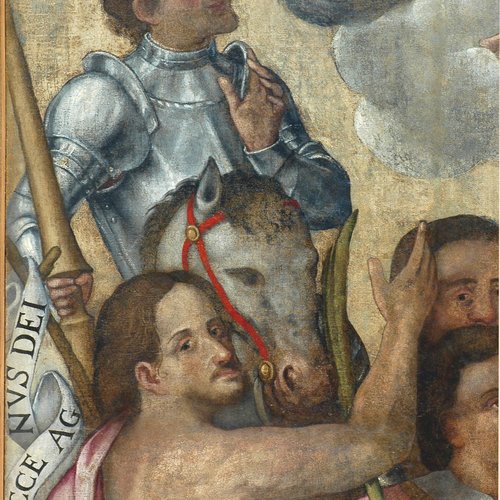 Chiesa di San Giacomo, Il Cristo in gloria, la Madonna e santi, 1586 ca, particolare, Polcenigo