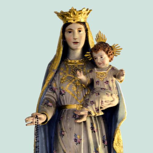 Chiesa di Santa Maria Maggiore, altare della Verginel Rosario, statua della Madonna, Lestans
