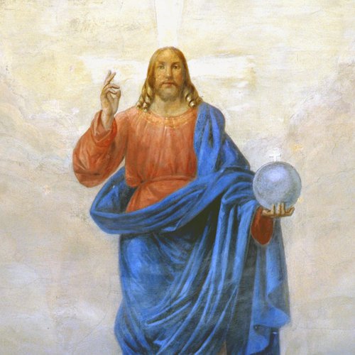 Sebastiano Santi, Redentore benedicente, particolare, 1846-1847, Chiesa vecchia di San Michele, Cervignano