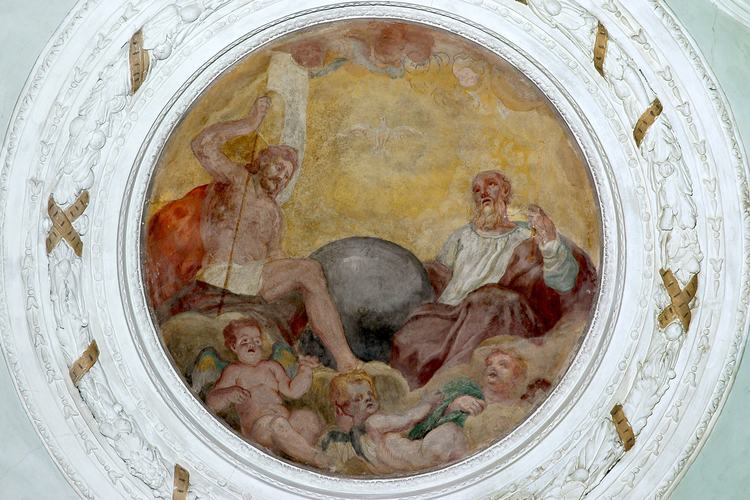 Pieve di Sant'Andrea, atrio, Martin Fischer, Santissima Trinità, 1710, Pozzuolo