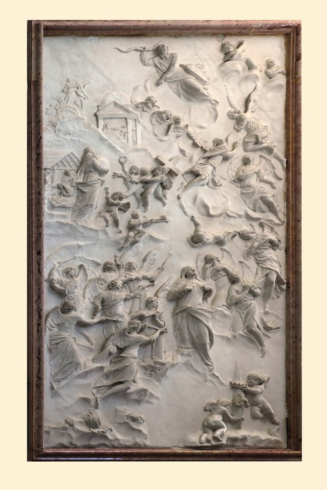 G. Torretti, Altare della Madonna Addolorata, veduta d'insieme del paliotto a rilievo, marmo, sec. XVIII