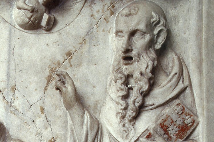 Chiesa della Beata Vergine del Carmine, arca del Beato Odorico da Pordenone, riquadro posteriore, Odorico che predica ad una folla di fedeli