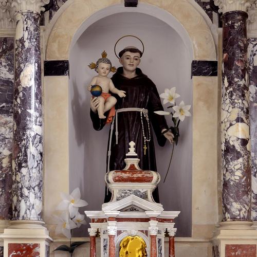 Chiesa di Santa Maria Maggiore, altare con statua di Sant'Antonio da Padova (fine XIX secolo), Lestans