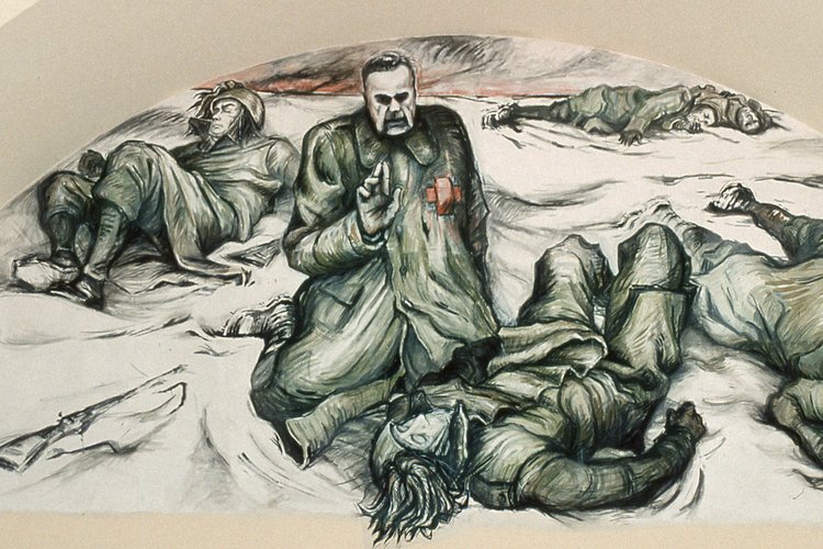 Michele Ugo Galiussi, don Mazzoni, 1989, affresco, controfacciata