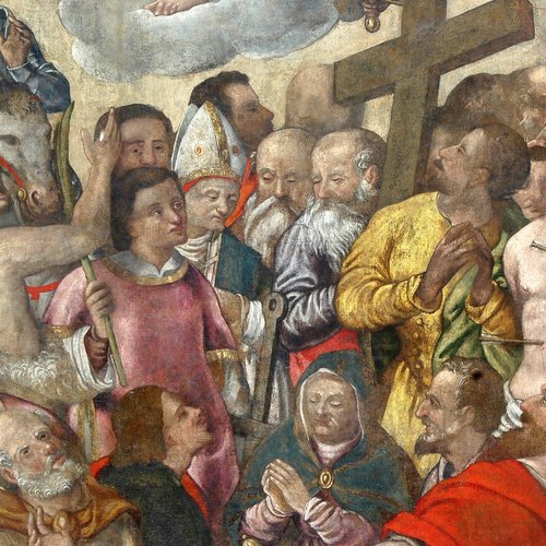 Chiesa di San Giacomo, Il Cristo in gloria, la Madonna e santi, 1586 ca, particolare, Polcenigo