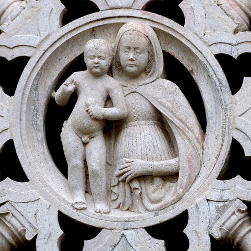 Rosone, Clipeo, Madonna con bambino, particolare, Chiesa di Sant'Antonio Abate, San Daniele del Friuli