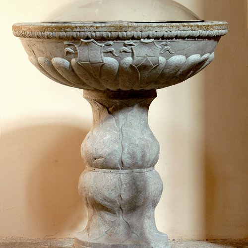 Chiesa di San Giacomo, Battistero in pietra, fine '700, Polcenigo