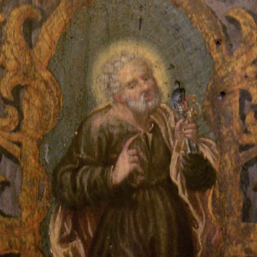 Chiesa di Santa Maria Maggiore, fonte battesimale, formella, San Pietro, Valentino Belgrado, 1703, Lestans