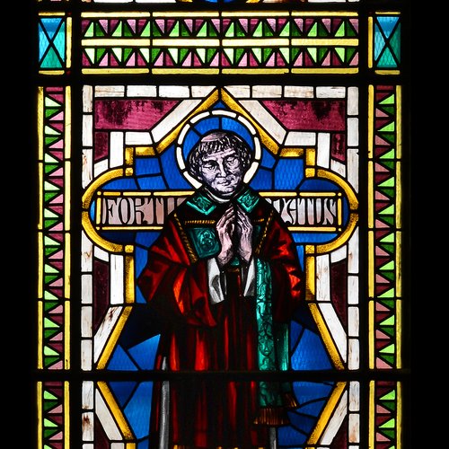 Vetrata della navata con i santi Cirillo e Metodio,  1992-1993