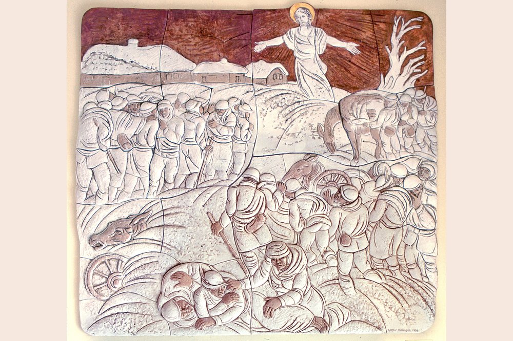 Walter Bartoli - Adelmo Cornacchia, Cristo conforta chi soffre, 1996, ceramica