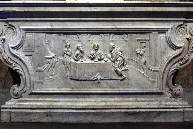 S. Pariotti, Cena in Emmaus, 1738, paliotto dell'altare maggiore