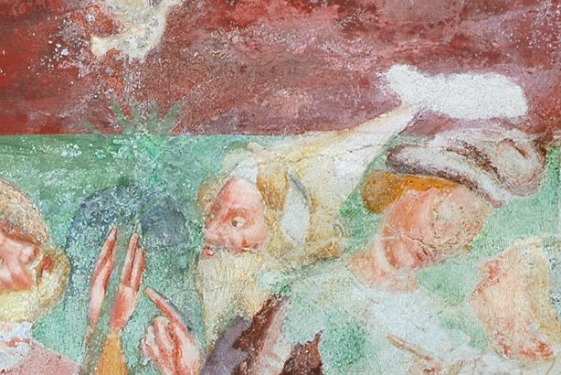 Cappella della Vergine, affreschi, Miracolo di san Giuseppe, pieve di San Lorenzo in Monte di Buja