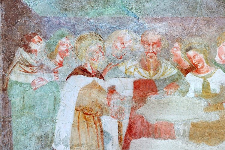 Cappella della Vergine, affreschi, Sposalizio di Maria con san Giuseppe, pieve di San Lorenzo in Monte di Buja