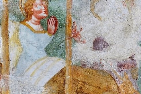 Cappella della Vergine, affreschi, Natale di Gesù, pieve di San Lorenzo in Monte di Buja