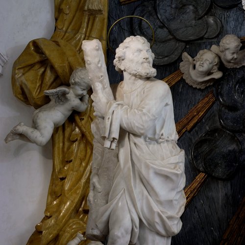 Statua di S.Andrea apostolo, marmo, fine sec. XVII o inizi XVIII